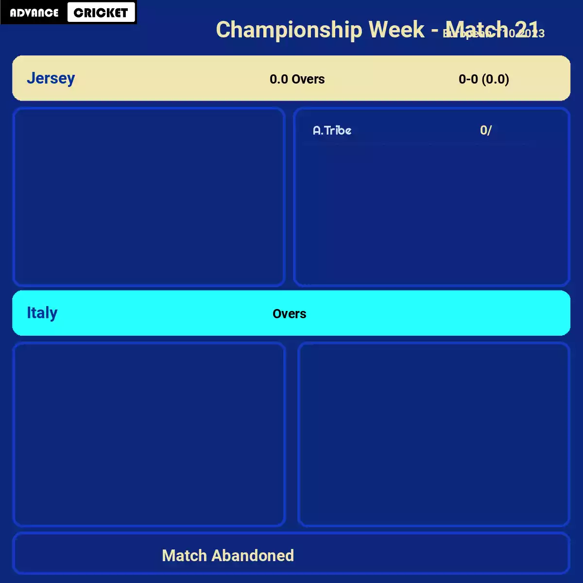 ITA vs JER Championship Week - Match 21 European T10 2023